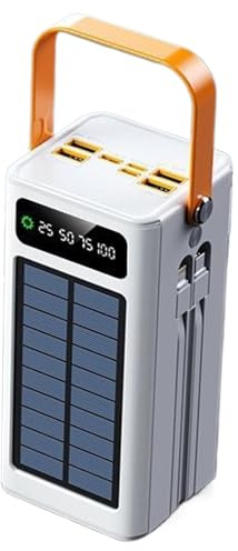 Bärbart soldrivet externt batteri - trådlöst externt solbatteri | 50 000 MAh externt batteri med 4 utgångar | 50 000 MAH överlevnadsutrustning med belysning | bärbar laddare