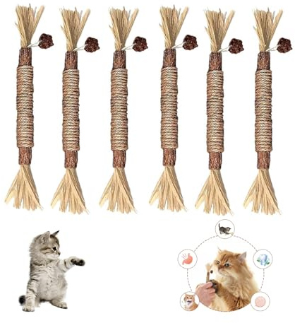 Jennytim Katzenminze Sticks Dental Kau für Katzen,6 Stück Katzenminze Sticks Katzen Zahnpflege Spielzeug, helfen bei Zahnstein & Mundgeruch Gesund Hygiene Zahnpflege