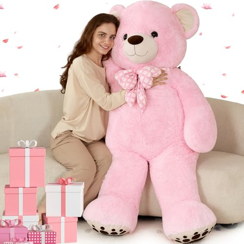 MorisMos Orso Peluche Gigante Rosa 150cm - Orsacchiotto XXL Morbido, Orsetto di Peluche Grande per Fidanzata, Regali per Lui e Lei, Bambini, Compleanno e Natale
