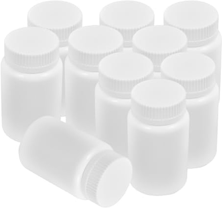 TEHAUX Flaconi Per Pillole Da 100 Ml Con Tappo a Vite, Set Da 20 Bottiglie Di Plastica Bianca Hdpe, Contenitori Sigillanti Per Campioni, Farmaci e Oli Da Viaggio Per Adulti