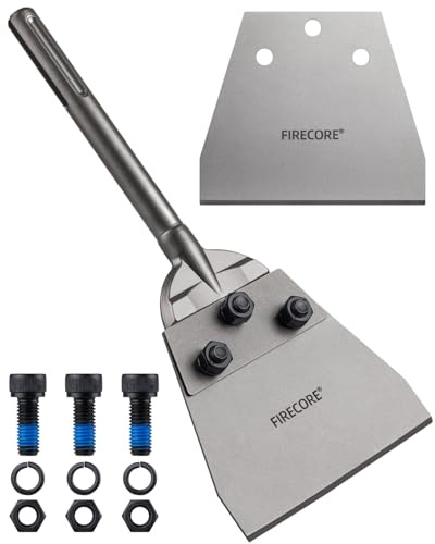 SDS Max Floor Scraper with Replacement Blade, Firecore 5.5 Inch by 12.5 Inch Heavy Duty Thinset Removal Chisel Bits for SDS Max Rotary Hammer Drill, Adhesive Remover Bit for Ceramic Tile Mortar Floor