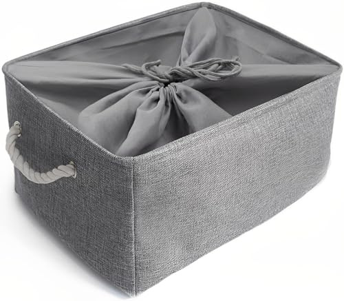 Mangata Collapsible Storage Box, Fabric Storage Basket with Handles | Soft & Durable, for Shelf, Closet, Wardrobe, XX-Large, 50x40x30cm,Grey, 1 Pack