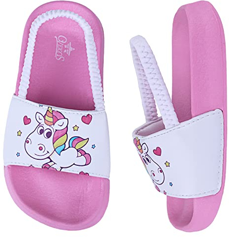 Lanivic Sandali Estive Ragazze Pantofole da Piscina Banda Elastica Antiscivolo Bambini Ciabatte da Spiaggia ada Interno E da Esterno Unicorno Rosa 24 EU
