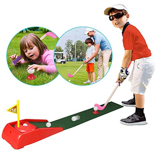10L0L Golfspielzeug, Golf Training Game Play, Indoor und Outdoor Kids Golf Set, Golfschläger Garten Kleinkinderspielzeug für 2 3 4 5 6 7 8 Jahre alte Jungen Mädchen