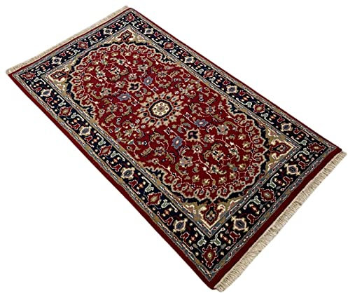 Rot Teppich Wolle Handgeknüpft Orientteppich 100% Schurwolle 95X160 cm D7