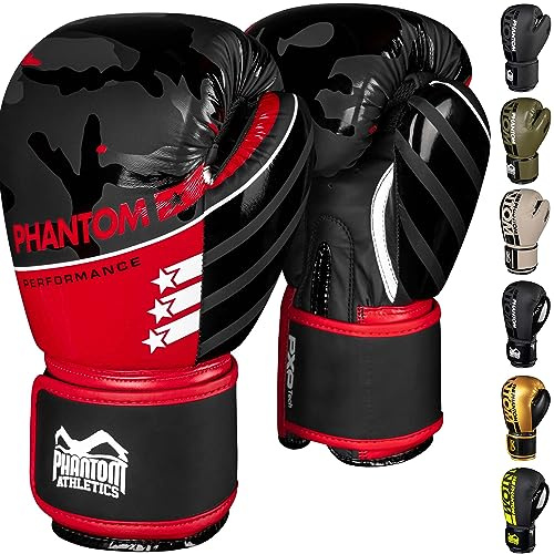 Phantom Boxhandschuhe APEX | MMA Thai Boxing Gloves | Männer (Raider - Schwarz/Rot, 12 Oz)