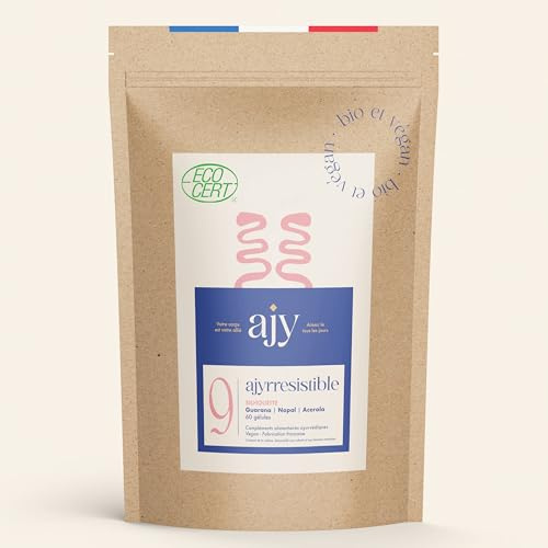 AJYRRÉSISTIBLE BIO | Complément minceur | Guarana, Acerola, thé vert & Nopal | Fait en France | 60 gélules, 1 mois