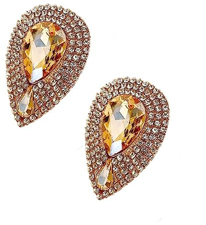 Ruihfas 2Pcs Elegant Rhinestone Crystal Metal Shoe Clips for Pumps Women Bridal Wedding Shoes Decorations Clips (Champagne)