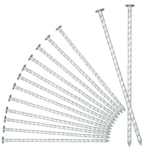 JPOIP Lot de 100 piquets en spirale robustes de 20,3 cm – Piquets de jardin en métal galvanisé solide pour fixer les bordures de pavé, les barrières contre les mauvaises herbes, le gazon artificiel,
