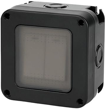 SPORWAY Interruttore da parete, impermeabile, per ambienti umidi, IP66, impermeabile, pannelli intercambiabili, per esterni, giardino, officina (doppio interruttore)