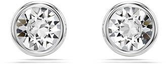 Swarovski Imber Ohrstecker, Weiße, Rhodinierte Ohrringe mit Strahlenden Swarovski Kristallen im Rundschliff