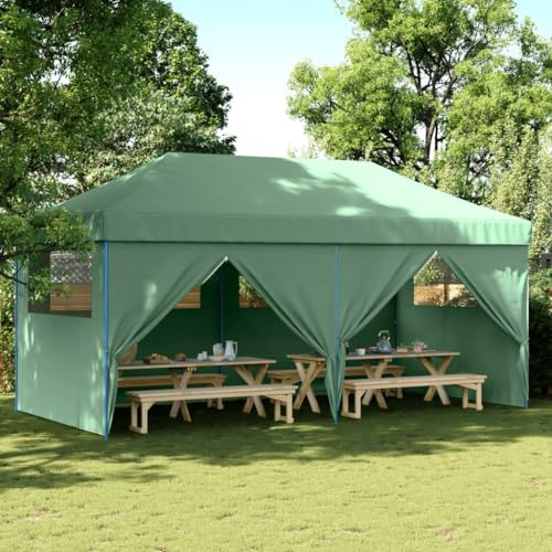 Gecheer Tienda de fiesta plegable Pop-Up con 4 paredes, cenador plegable impermeable, carpa de exterior, cenador para pérgola, pabellón de jardín, carpa para fiestas, cenador para barbacoa, verde