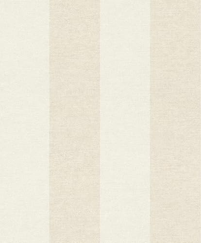 Rasch SCHÖNER WOHNEN-kollektion fleecetapet STRIPE 600759 med ränder i beige-vitt – 10,05 m x 0,53 m