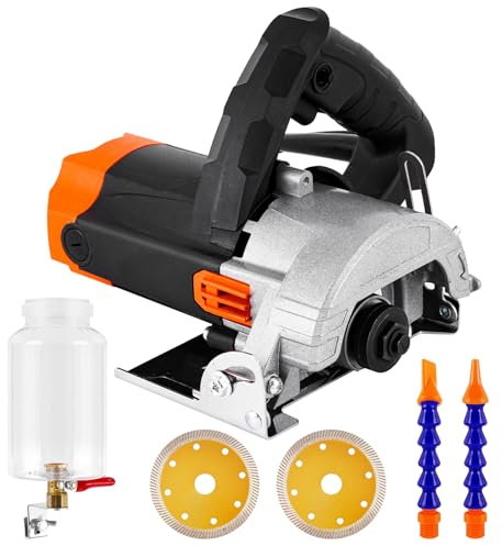 MXBAOHENG 1000W Removable Water Tank Wet Tile Cutter Electric Tile Saw with 2 Stone Blades for Ceramic Tiles Stone Wall Chaser （110mm Blade）