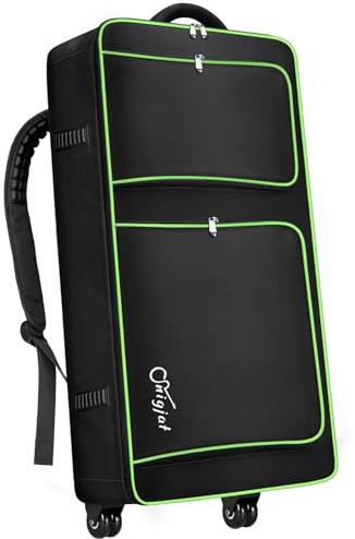 SNIGJAT DJ Controller Case with Wheels Compatible for DDJ-FLX10/ DDJ-GRV6/ 1000/ REV7/ REV5/ FLX6/ SC LIVE 4, Padded Rolling DJ Backpack with Multi-Pocket for 17.3 Laptop, DJ Accessories