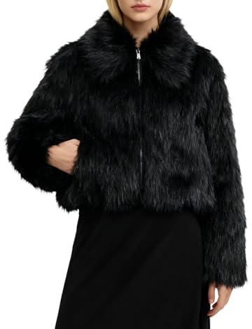Amazhiyu Cappotto di pelliccia da donna, giacca di pelliccia sintetica, giacca di pelliccia artificiale, cappotto di pelliccia artificiale, giacca di pelliccia, cappotto corto di peluche, cappotto