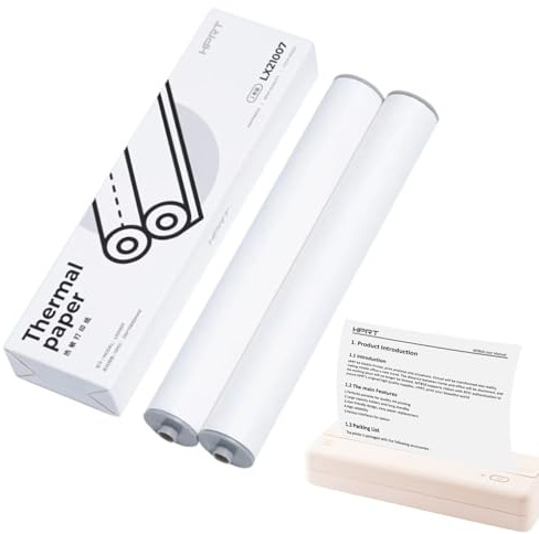 2 Rolls A4 Thermal Paper, 21 x 29.7 cm Portable Thermal Paper Compatible with MT890/HPRT MT810/M08F/ITP01/ITP04, Thermal Paper Roll Support Contract, Picture, Etc(White)