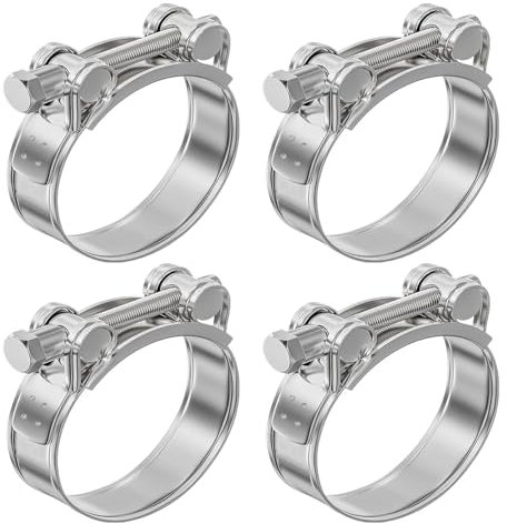 Morsetti per Tubature, Gamma 52-55 mm, 4 pezzi Collare Stringitubo a Bullone in Acciaio Inox, morsetto, Fascette Regolabili, per Tubi Carburante, Lavatrici