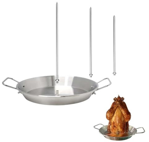 ZHYUAN Brochetas verticales para barbacoa,Pincho vertical de acero inoxidable,Brocheta vertical de acero inoxidable,Pincho vertical para parrilla,Soporte vertical brasileño con 3 picos extraíbles