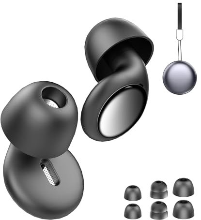 VKROBAG Ohrstöpsel zum Schlafen mit Einzel/Doppelkappen–4 Paar(S/M/L) Ohrkappen, Wiederverwendbare, Silikon Ohrstöpsel zur Lärm 35dB, Gehörschutz Ohrstöpsel für Fokus/Schlaf/Reisen, Tiefschwarz