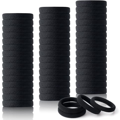 Haargummi Damen, Haargummis für Damen und Mädchen, Haargummi Schwarz für Pferdeschwanz, Haargummis Klein für Glattes Haar und Lockiges Haar - Haarband Anti Frizz (200, Schwarz)