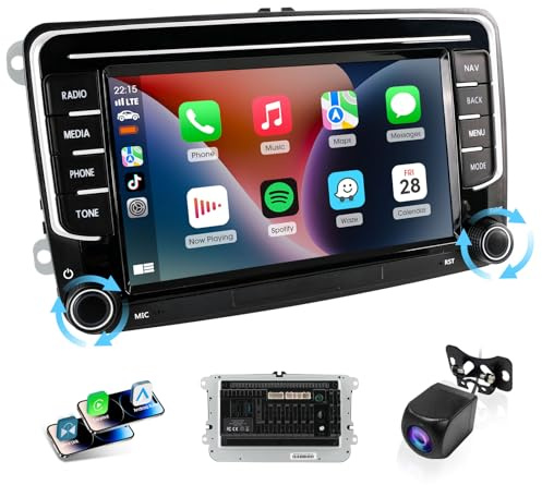 Haudio 7 pollici Autoradio 2 DIN Bluetooth,per auto 2009-2012 VW Golf/Touran/Tiguan/Magotan/Passat/Scirocco|Skoda,con fotocamera di backup 1080P,Mirror Link,Bluetooth 5.0,AUX,FM/AM Radio