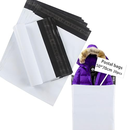 huruirui 50x70cm 20pcs XXL Grandes Emballage Colis Vinted Enveloppe Plastique Expedition Sac de Courrier Pochette Envoie Colis Vinted Auto-Adhésive Inviolables et Imperméables Sacs d'expédition