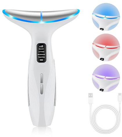 Dispositivo di Bellezza Antirughe,Impacco Caldo a 45 ℃ Terapia Della Luce Massaggiatore Viso EMS lifting del Collo Rassodante per Tonificare il Viso