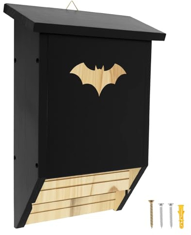 Bat House for Outdoors Wooden Garden Bat Box Wall-Mounted Wildlife Shelter Hanging Nest Box Clean Your Backyard from Mosquitoes Easy for Bats to Land and Roost 38.5x27x11 cm
