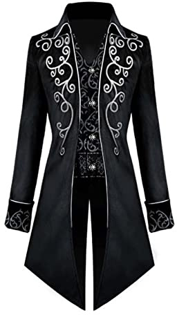 Vêtement steampunk pour homme - Frack médiéval, gothique, rétro, Renaissance, victorien, vintage, pour carnaval, cosplay, club, carnaval, fête, uniforme d'Halloween - Veste pour adulte