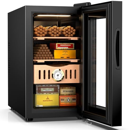 25L Electric cooler, 200 Counts Cabinet with Cooling Temperature Control, Electric Cooling Fridge with Wood Shelves