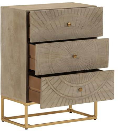 faucqel byrå av massivt mangoträ och järn 55 x 30 x 76 cm sidoskåp med robust förvaringsutrymme för vardagsrum och badrum robust och hållbar