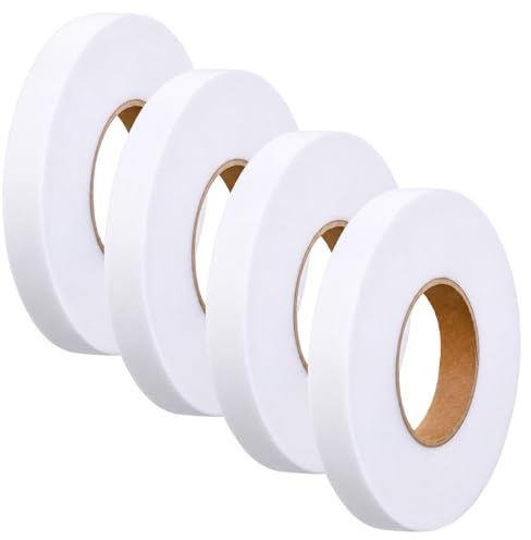 HJZHII 4 Rolls No Sew Iron On Hemming Tape Hemming Tape, 70 Yards Hem Tape | Iron-On Adhesive No-Sew Extra Strong Hemming Tapes for Hemming Jeans Pants Curtains Fabric Crafting Projects(White)