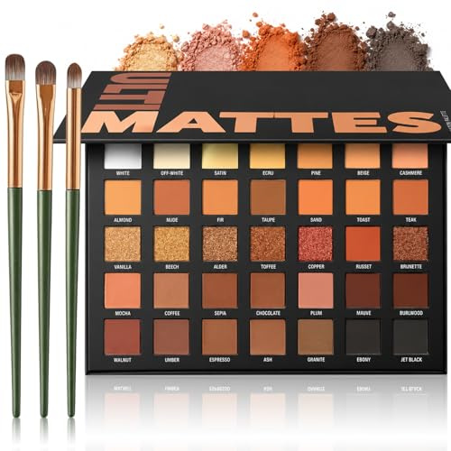 35 Colours Palette de Fards à Paupières avec 3 Pinceaux, Palette Maquillage Yeux Mat et Shimmer, Ombre à Paupières pour Femmes, Longue Durée & Hautement Pigmentée, Eyeshadow Makeup Palette