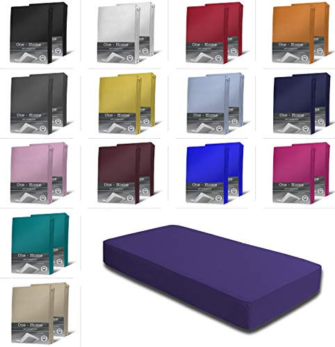 2er Set Jersey Spannbettlaken Spannbetttücher Bettlaken Spannbetttuch weiche Baumwolle mit Rundumgummizug, Farbe: Violett/Lila, Maße: 2er Pack 90-100 x 200 cm