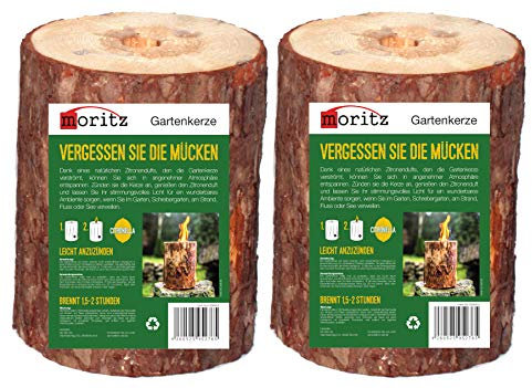 Moritz Juego de 2 antorchas suecas con aroma a citronela, incluye mecha de encendido, antorcha de jardín, antorcha de madera, antorcha de fiesta, 1,5 – 2 horas de combustión, 20 cm de alto