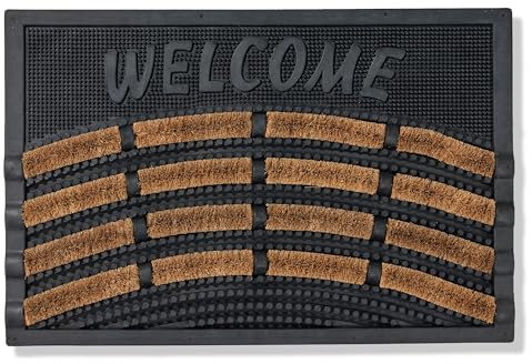 Carpido rutschfeste Fußmatte Outdoor - Türmatte aus Gummi & Kokos – Fußabtreter 40x60 cm für den Außenbereich – Welcome Gummi Kokosmatte wetterfest & robust