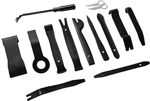 PHYLES Herramientas Kit Desmontar Coche, 14PCS Herramientas de Plástico Universales de Extracción de Molduras para Quitar Paneles y Paneles de Puertas, Negro