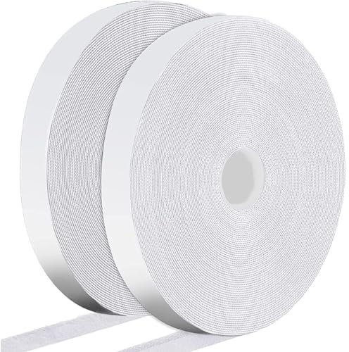 FINEASY Nastro Autoadesivo 8M x 20mm, Feltro Adesivo Forte Tessuto, Nastro a Strappo Adesivo Hook Loop Autoadesivo Biadesivo Nastro Adesivo a Strappo per Zanzariere Tessuto Tappeti (Bianco)
