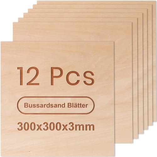 ROWOOD Compensato 3mm Basswood 12 Pezzi 300x300x3mm Incisione Laser Materiali Foglio di compensato per il modello di costruzione di legno Crafts Taglio Laser Pittura Pirografia