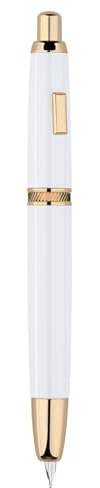 erofa Majohn A1 Press Fountain Pen Fine Nib with Converter, Retractable White Golden Writing Set (No Clip Version)