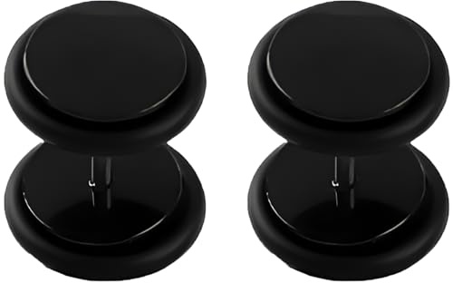 1 par de dilatadores falsos acrílicos negros de 6 mm (2 g), túneles falsos de dilatación, acero inoxidable, pendientes de tuerca, pendientes de tornillo, hélix, tragus, piercing para mujeres y hombres