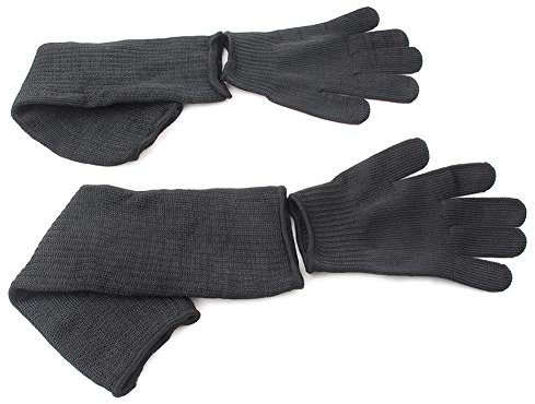 Bacar 38 * 11.3cm Safety Stab Resistant Cut Proof Gloves Sleeves Metal Mesh Butcher Protector Black Stainless Steel Wire