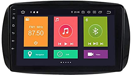 HTXPSM Android 10.0 Autoradio Lettore DVD Navigatore GPS Touchscreen Navigazione Radio 2 Din Radio da incasso per Merce-des-Be-nz Smart 2014-2020 9'' Touchscreen Lettore MP5 Multimediale GPS Ricevito