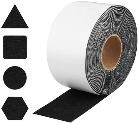 lioewhu Feltro Autoadesivo Nero, Feltrini Autoadesivo per Mobili 1 Rotolo, 10 m di Lunghezza x 5 cm x 1 mm Facile da Tagliare Feltrini Fai da Te per Proteggere i Mobili e le Superfici