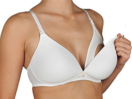 Selene Reggiseno Imbottito Allattamento Mamma Senza Ferretto con Comoda Apertura Coppa C Art. Alba (Bianco, 3)