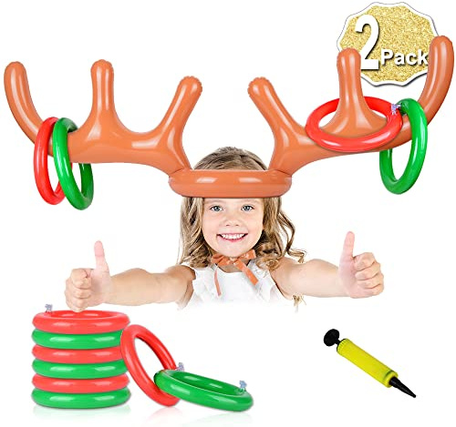 AniSqui 2 Set Inflatable Reindeer Antler Game, Christmas Family Games