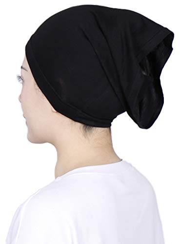 LMVERNA Under Scarf Hijab Tube Cap with Brim Bonnet Hijab Bone Chemo Hat Inner Hats (Black2)