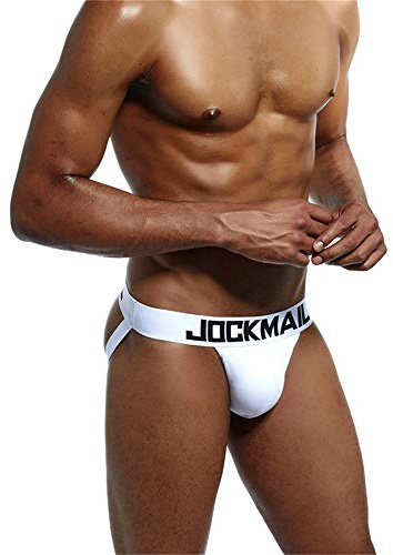 Tanga Jockstrap Suspensorio para Hombre Sexy Tanga Slips Ropa Interior para Hombre (M, Blanco)