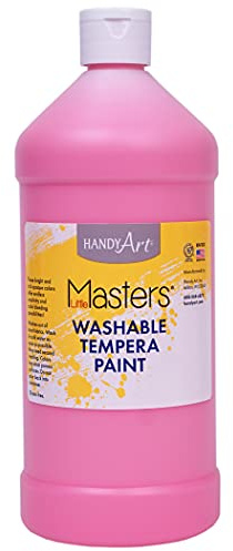 Handy Art Little Masters Washable Tempera Paint, Pink, 32 oz Bottle